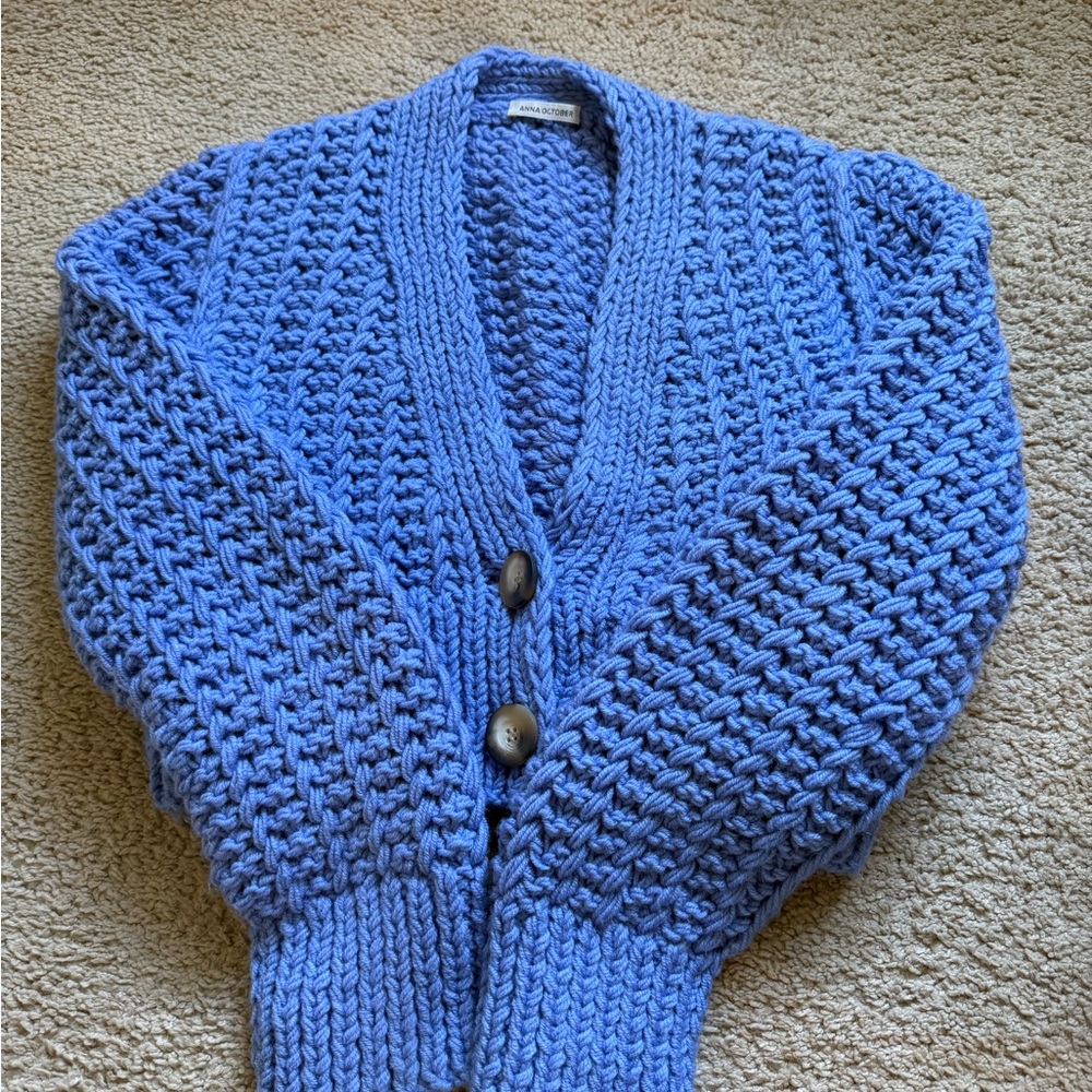 Anna October Sky Blue Knit Cardigan